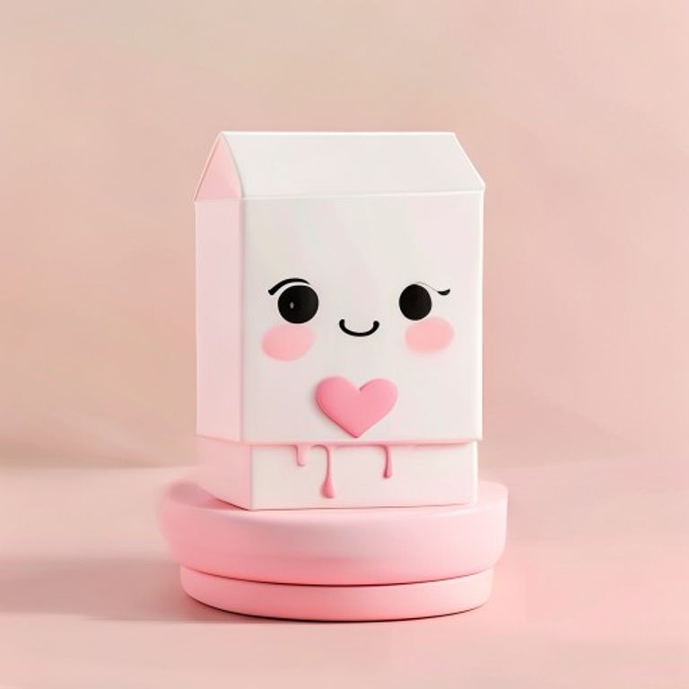 Mini Milk Carton Squishy on pastel pink pedestal