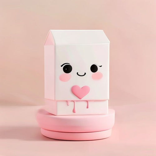 Mini Milk Carton Squishy on pastel pink pedestal